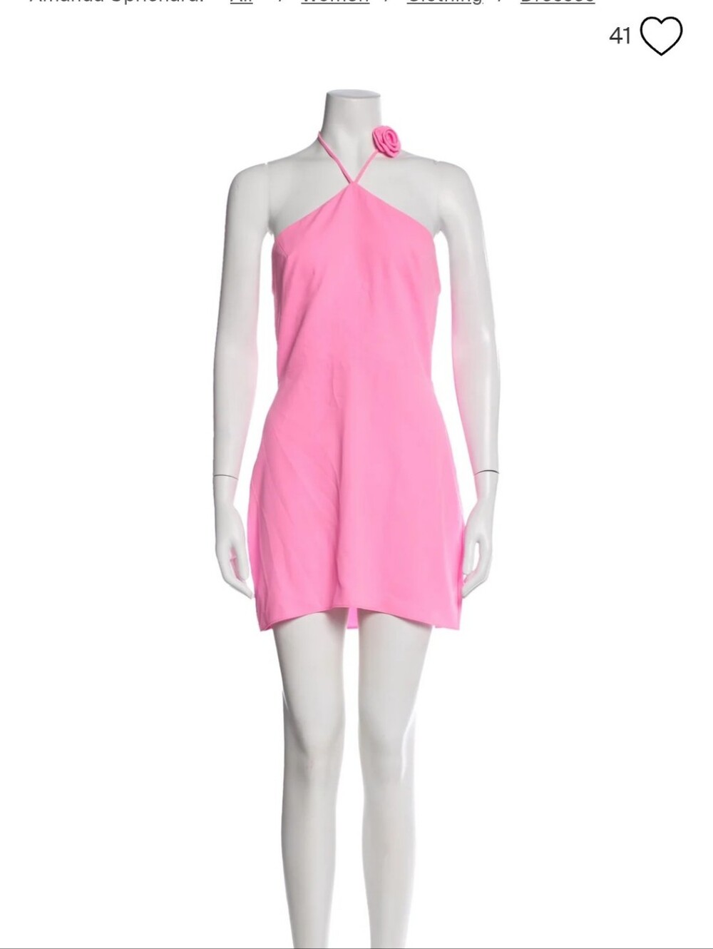 Amanda Uprichard | Dresses | Amanda Uprichard Bright Pink Halter Mini Dress With Rosette